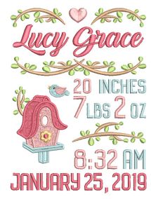 Birdhouse Birth Announcement Template Machine Embroidery Designs by JuJu