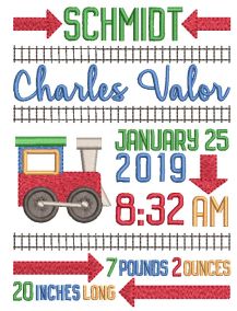 Choo Choo Train Birth Template Machine Embroidery Designs by JuJu