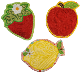 ITH Fruit Coasters Set 1 | Machine Embroidery Designs by JuJu