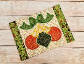 ITH Christmas Ornaments Mug Rug | Machine Embroidery Designs by JuJu