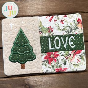 Pine Tree Mug Rug - Love by Oma's Place | Machine Embroidery Designs by JuJu