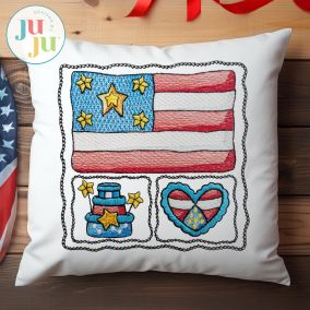 Patriotic Scenes Flag Embroidery Design | Machine Embroidery Designs by JuJu