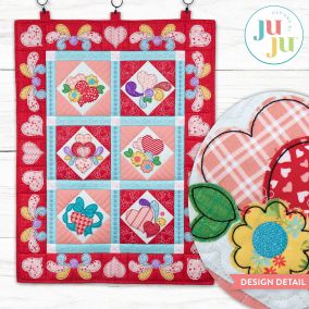 In The Hoop Heartfelt Whimsy Valentine Wall Hanging | Machine Embroidery Designs by JuJu
