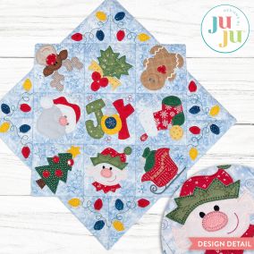 In The Hoop Joy And Whimsy Blanket Stitch Table Topper Project | Machine Embroidery Designs by JuJu