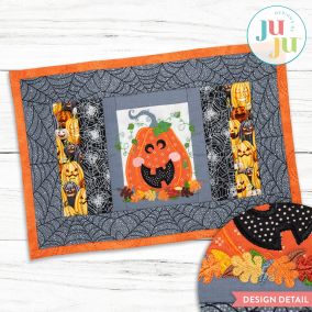 In The Hoop Modular Jack O Lantern Placemat Project | Machine Embroidery Designs by JuJu