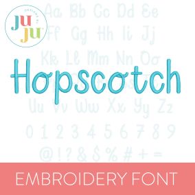 Hopscotch Embroidery Font | Machine Embroidery Designs by JuJu