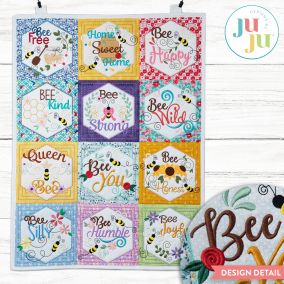 In The Hoop Bee Attitudes Wall Hanging Project | Machine Embroidery Designs by JuJu