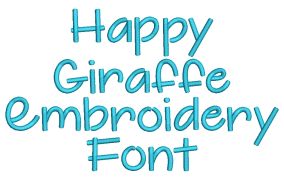 Happy Giraffe Embroidery Font Machine Embroidery Designs by JuJu