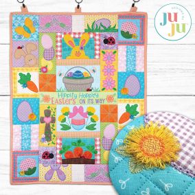 In The Hoop Cottontail Lane Wall Hanging Project | Machine Embroidery Designs by JuJu