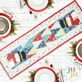 In The Hoop Modular Snowman Table Runner Project | Machine Embroidery Designs by JuJu