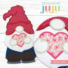 In The Hoop Gnome Wall Hanging - Valentine's Day Project | Machine Embroidery Designs by JuJu