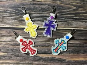 In The Hoop Applique Cross Key Fobs Set | Machine Embroidery Designs by JuJu