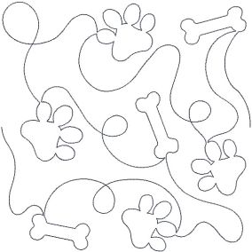 Paw Prints and Bones End-to-End Quilting | Machine Embroidery Designs by JuJu
