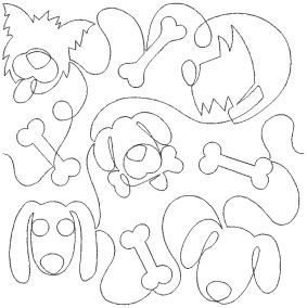Puppy Faces Bones End to End Quilting Design | Machine Embroidery Designs by JuJu