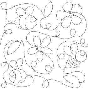 More Bees and Flowers End-to-End Quilting Embroidery Design | Machine Embroidery Designs by JuJu