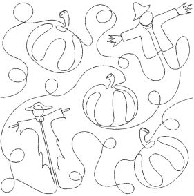 Scarecrows And Pumpkins End-to-End Quilting Design | Machine Embroidery Designs by JuJu