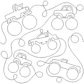 Monster Truck End-to-End Quilting Design | Machine Embroidery Designs by JuJu
