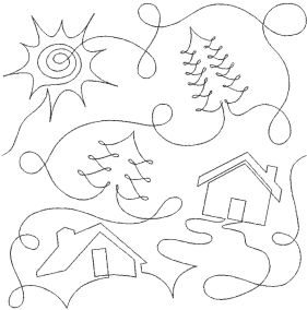 Cabin Trees Woods End-to-End Quilting Design | Machine Embroidery Designs by JuJu