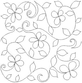 Vine with Simple Flowers Leaves Swirls End-to-End Quilting Design | Machine Embroidery Designs by JuJu