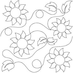 Sunflowers and Leaves End-to-End Quilting | Machine Embroidery Designs by JuJu