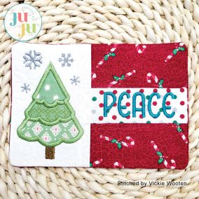 Pine Tree Mug Rug - Peace by Oma's Place | Machine Embroidery Designs by JuJu