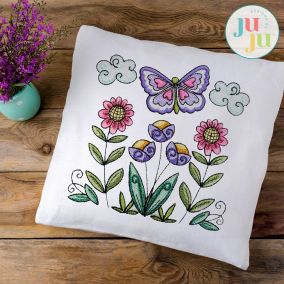 Butterfly Flowers Embroidery Design | Machine Embroidery Designs by JuJu
