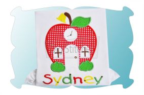 Apple School House Applique | Machine Embroidery Designs by JuJu