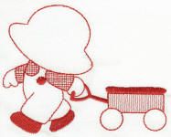 Sunbonnet Sam Redwork 5x7 Machine Embroidery Designs by JuJu