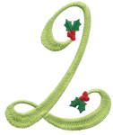 Elegant Christmas Holly Monogram Alphabet Machine Embroidery Designs by JuJu