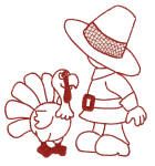 Thanksgiving Sunbonnets Redwork Machine Embroidery Designs by JuJu