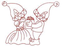 Noel Sunbonnets Redwork Machine Embroidery Designs by JuJu