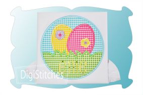 Easter Egg Circle Patch Girl Applique | Machine Embroidery Designs by JuJu