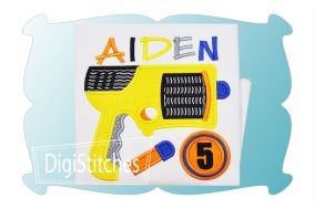 Foam Dart Gun Birthday Numbers Applique | Machine Embroidery Designs by JuJu
