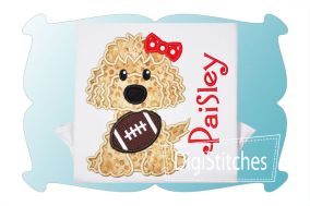 Football Dog Girl Applique | Machine Embroidery Designs by JuJu