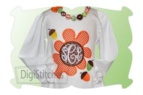 Oak Leaf Monogram Applique | Machine Embroidery Designs by JuJu