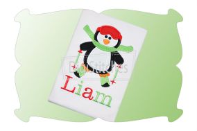 Penguin On Skis Applique | Machine Embroidery Designs by JuJu
