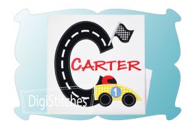 Race Track Applique Alphabet | Machine Embroidery Designs by JuJu