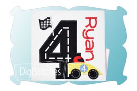 Race Track Birthday Numbers Applique | Machine Embroidery Designs by JuJu