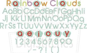 Rainbow Clouds Embroidery Font | Machine Embroidery Designs by JuJu