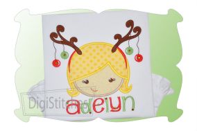 Reindeer Girl Applique | Machine Embroidery Designs by JuJu