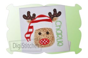 Reindeer With Santa Hat For Boys Applique | Machine Embroidery Designs by JuJu