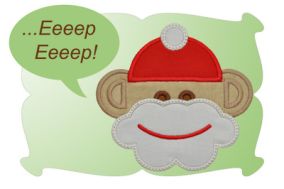 Sock Monkey Santa Applique | Machine Embroidery Designs by JuJu