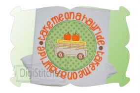 Take Me On A Hayride Circle Patch Applique | Machine Embroidery Designs by JuJu