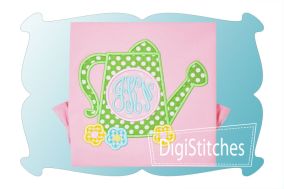 Watering Can Monogram Applique | Machine Embroidery Designs by JuJu