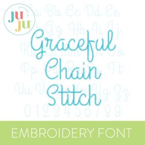 Graceful Chain Stitch Embroidery Font | Machine Embroidery Designs by JuJu