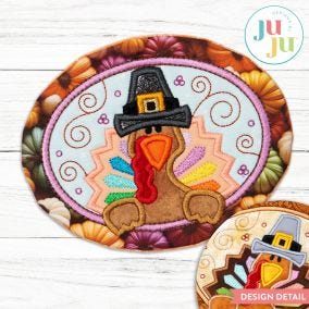 In The Hoop Turkey Coaster Project | Machine Embroidery Designs by JuJu