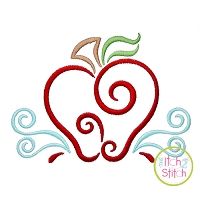 All Occasion Swirly Apple Embroidery | Machine Embroidery Designs by JuJu
