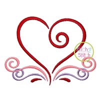 All Occasion Swirly Heart Embroidery | Machine Embroidery Designs by JuJu