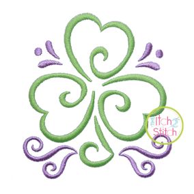 Itch 2 Stitch All Occasion Swirly Shamrock Digital Embroidery Machine Designs by JuJu