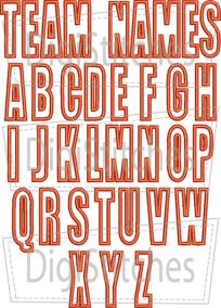 Team Names Applique Font | Machine Embroidery Designs by JuJu